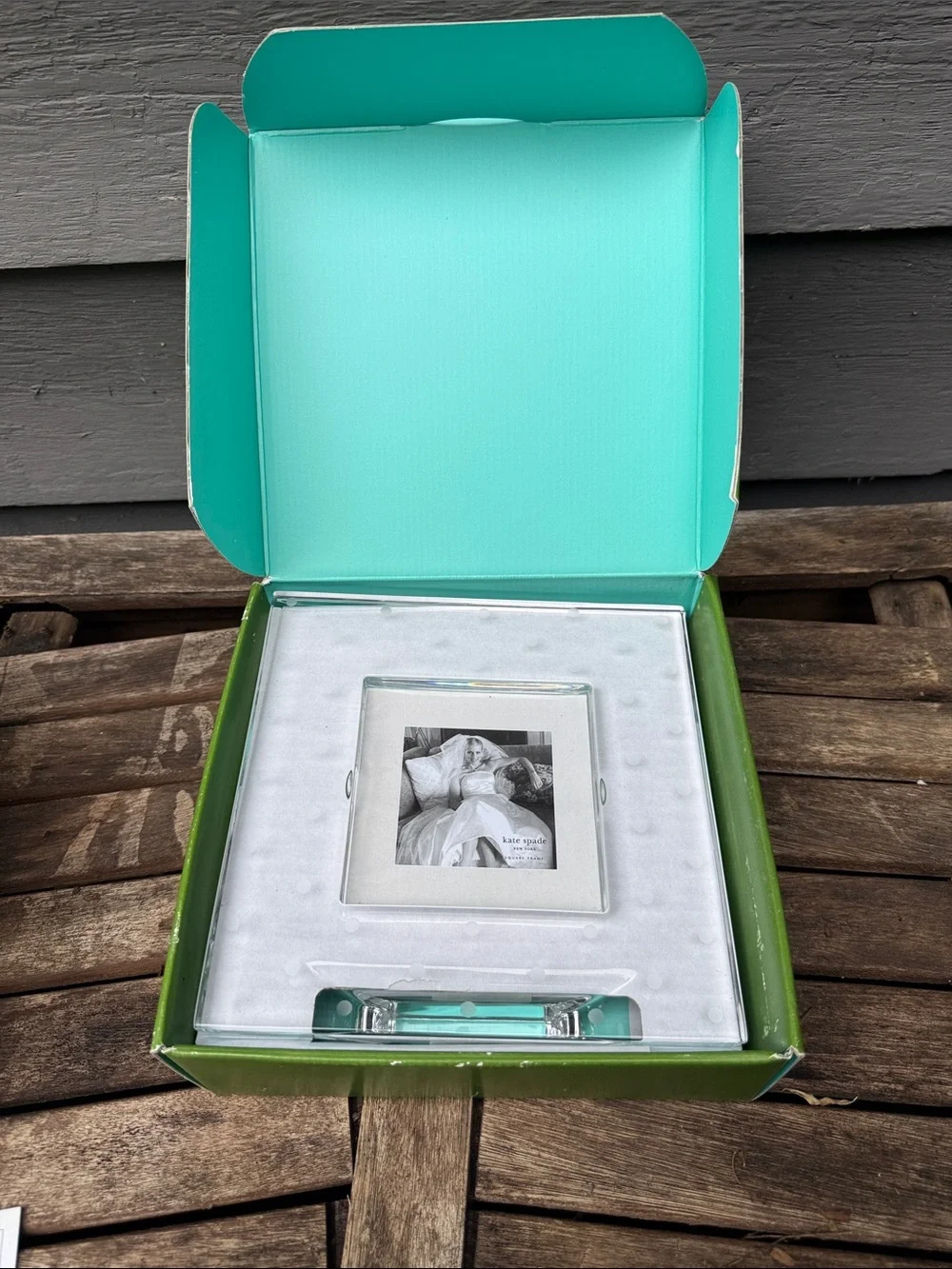 Kate Spade Larabee Dot Full Lead Crystal Photo Frame with White Polka Dots 3”x3”